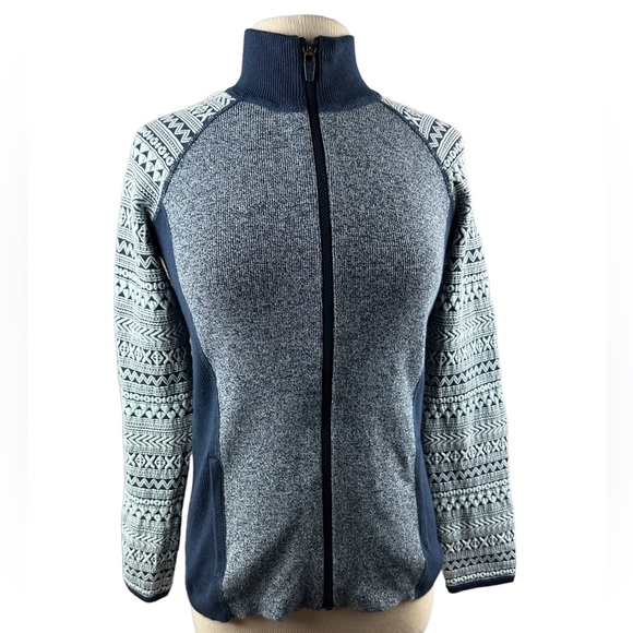 Title Nine Aztec Sleeve Thick Knit Full Zip Sweater Jacket Size Medium H14509 - Picture 12 of 12